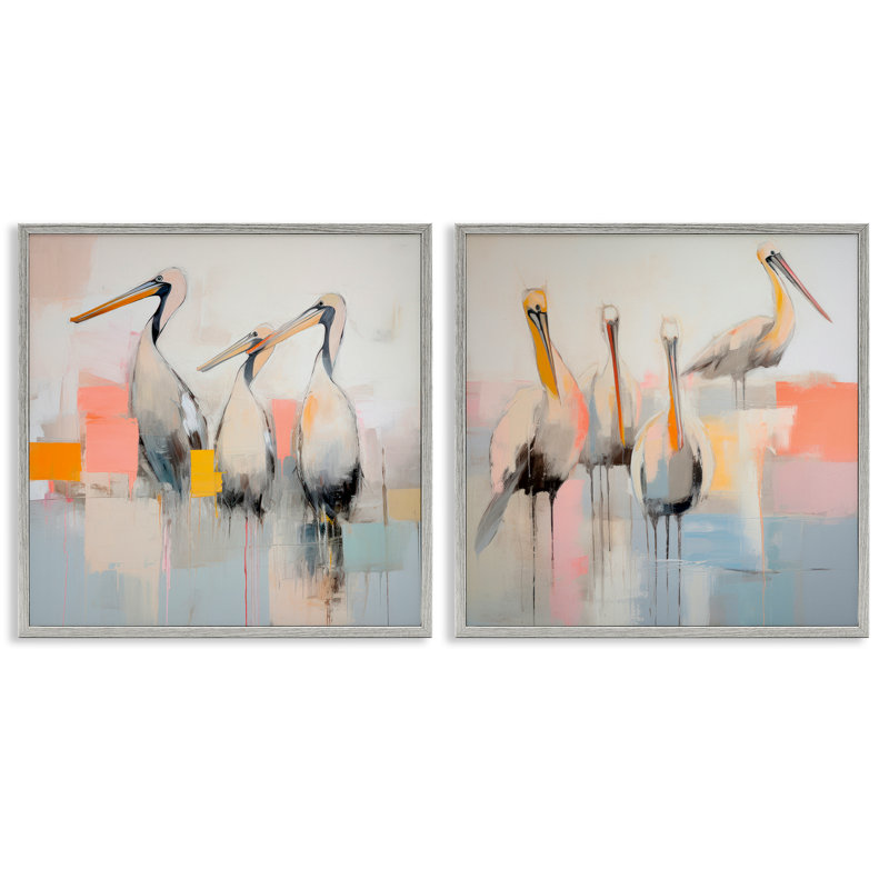 «Abstract Pelican Bird», ensemble de 2 giclées par Irena Orlov, Estampe numérique Farmhouse, H 12 po x l 12 po
