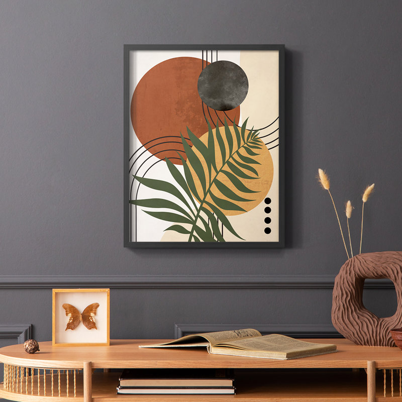 «Contemporary Palm I», reproduction encadrée - bois massif, Noir, H 10 po x l 8 po
