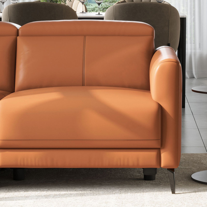 Valencia Geshia Leather Reclining Modular Sofa, 3 Seater Sofa | Italian Nappa 11000 Grain Leather | Power Reclining Seat with Adjustable Headrests