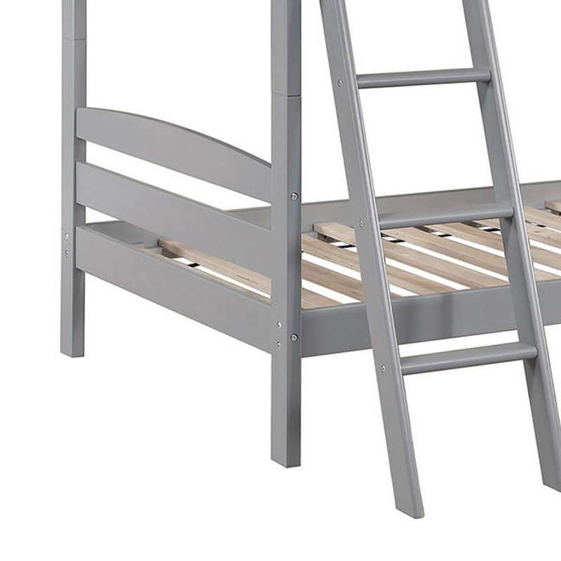 Lit superposé simple en bois Jhoselin, Gris