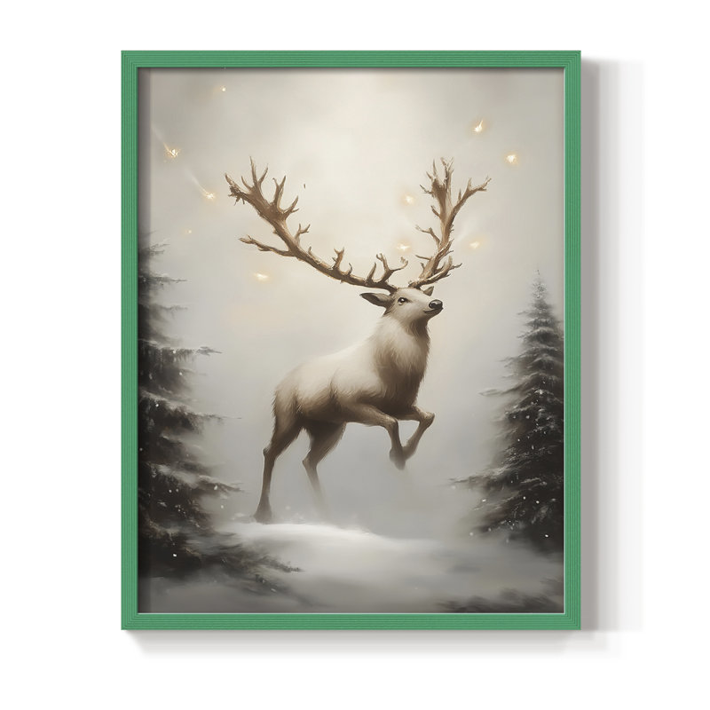 «Christmas Holiday Art», série 2-CVII, reproduction encadrée - bois massif, Vert, H 11 po x l 9 po