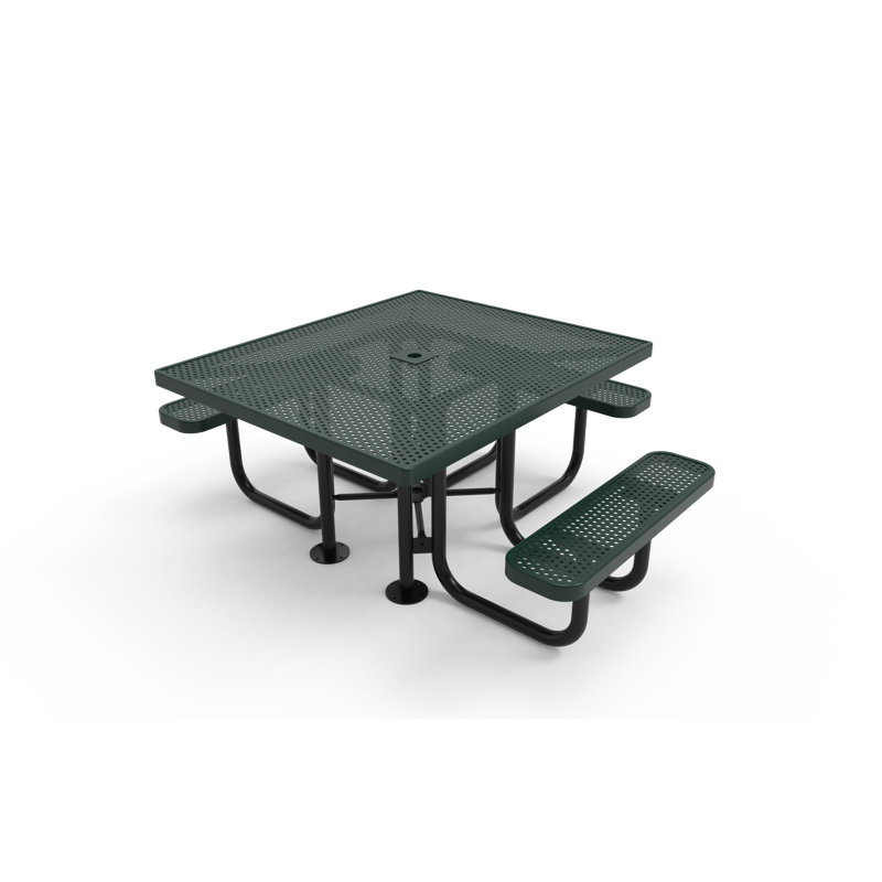 COATEDOUTDOORFURNITURE Table de pique-nique carrée de 117 cm (46 po), perforée, verte, conforme aux normes ADA, Vert