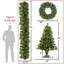 Ensemble 4 pièces d'arbre de Noël artificiel pré-éclairé - comprend une guirlande, une couronne et 2 arbres d'entrée (340 lumières DEL blanc chaud, 960 pointes de branches)
