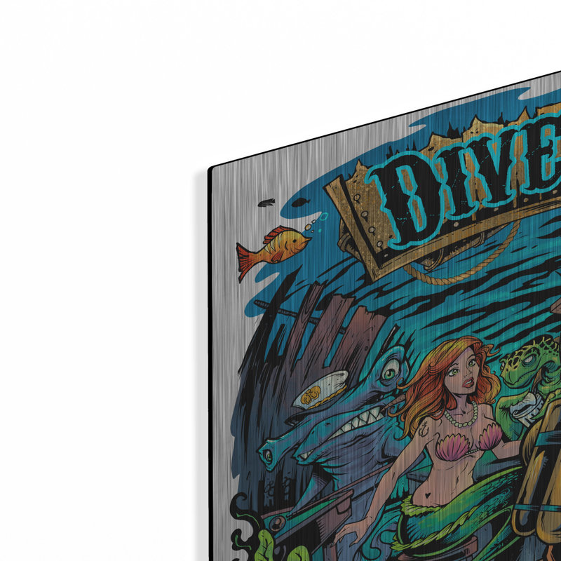 Art mural en métal Breakwater Bay «Dive Bar» par Flyland Designs, H 24 po x l 24 po