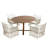 5-Piece Patio Extendable Wooden Dining Table Set with 4 PE Wicker Chairs