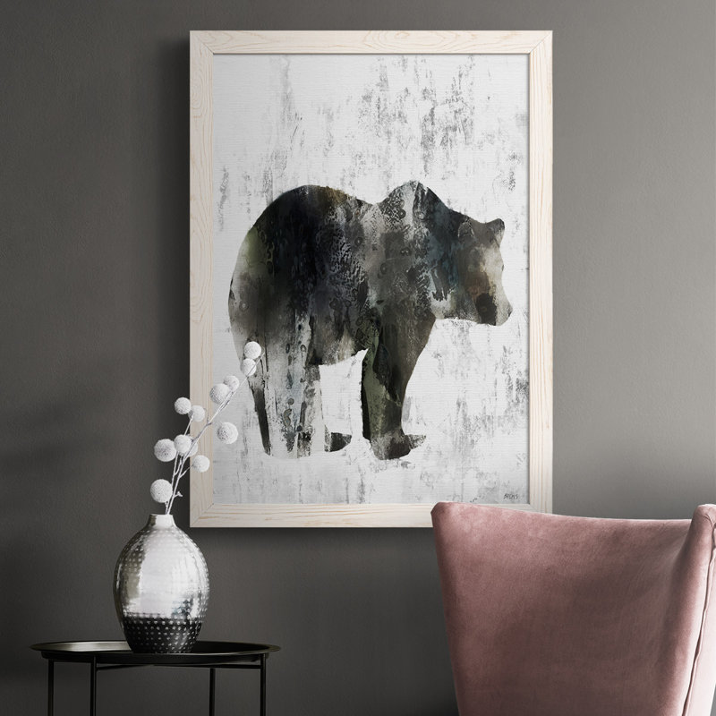 Totem de l'ours Galvan, reproduction sur toile, Cadre blanc, H 37,5 po x l 27,5 po x P 1 po