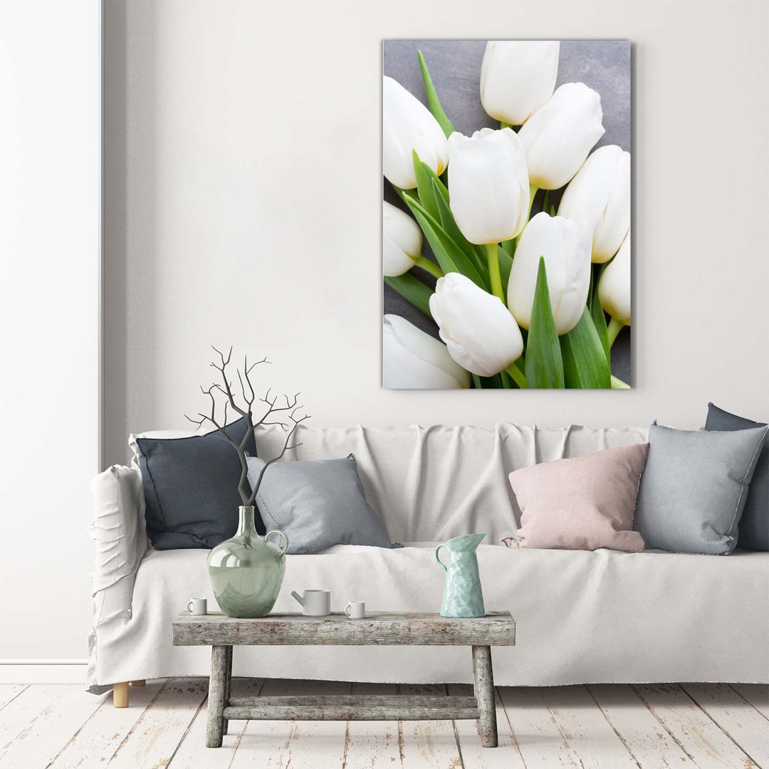 Weiße Tulpen - Kunstdrucke auf Leinwand - Wrapped Canvas