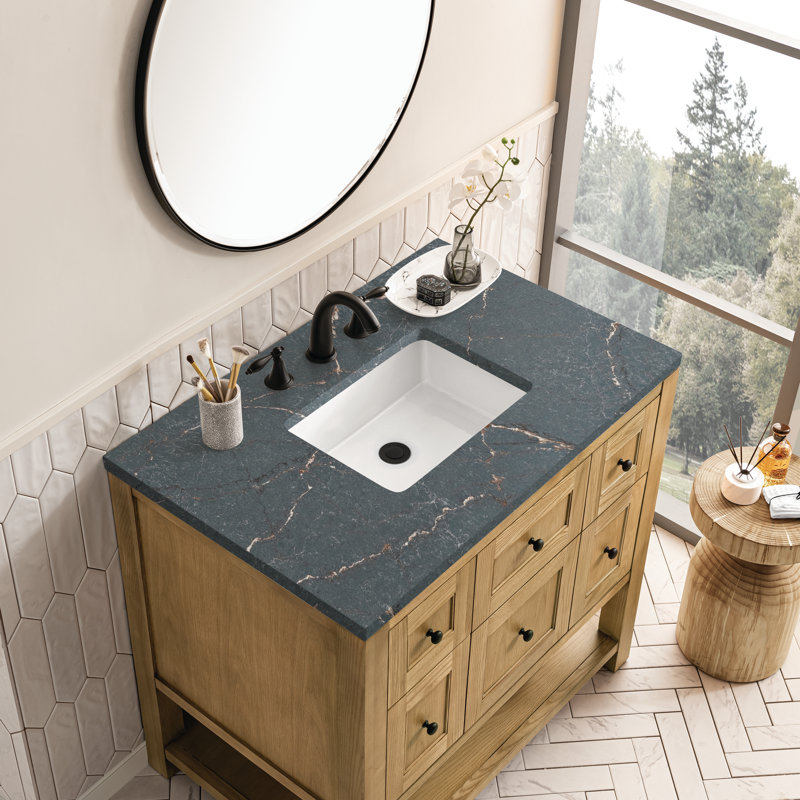 Breckenridge 36'' W Single Vanity, Carrara White, 8" Widespread, Light Natural Oak