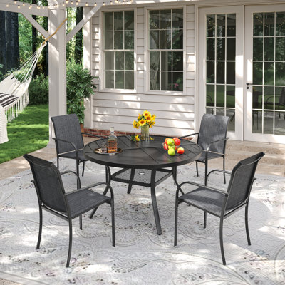 Ensemble repas d'extérieur pour 4 personnes avec chaises empilables