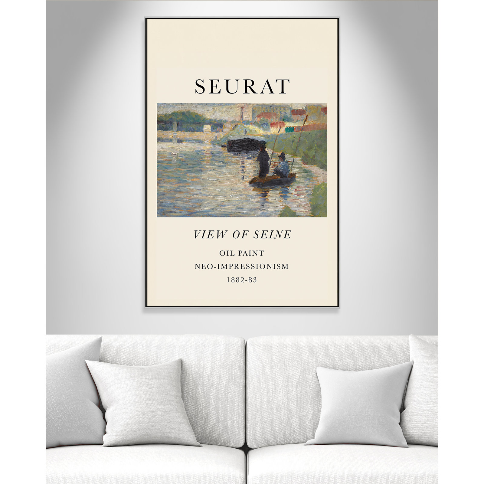View Of Seine by Georges Seurat, No, 61.5" H x 41.5" W x 2" D, Silver Floater Frame