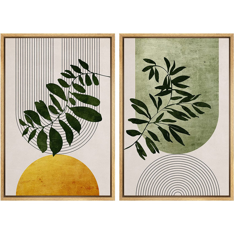 idea4wall-mid-century-modern-boho-green-yellow-bright-plant-art-framed-canvas-2-pieces-print-wall-art-set-reviews-wayfair