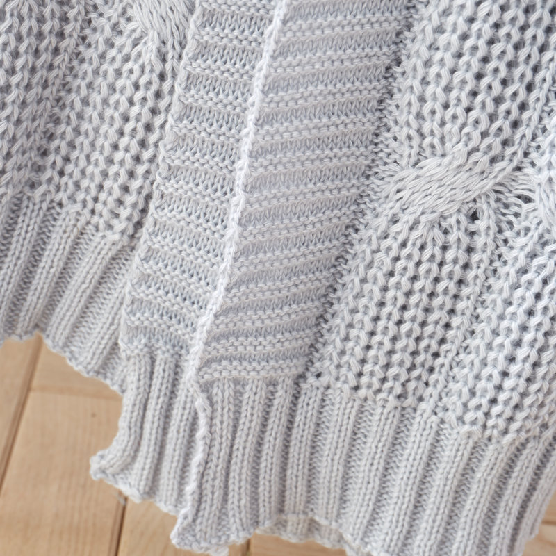 Chunky Marl Knit Cosy Blanket Throw, Silver