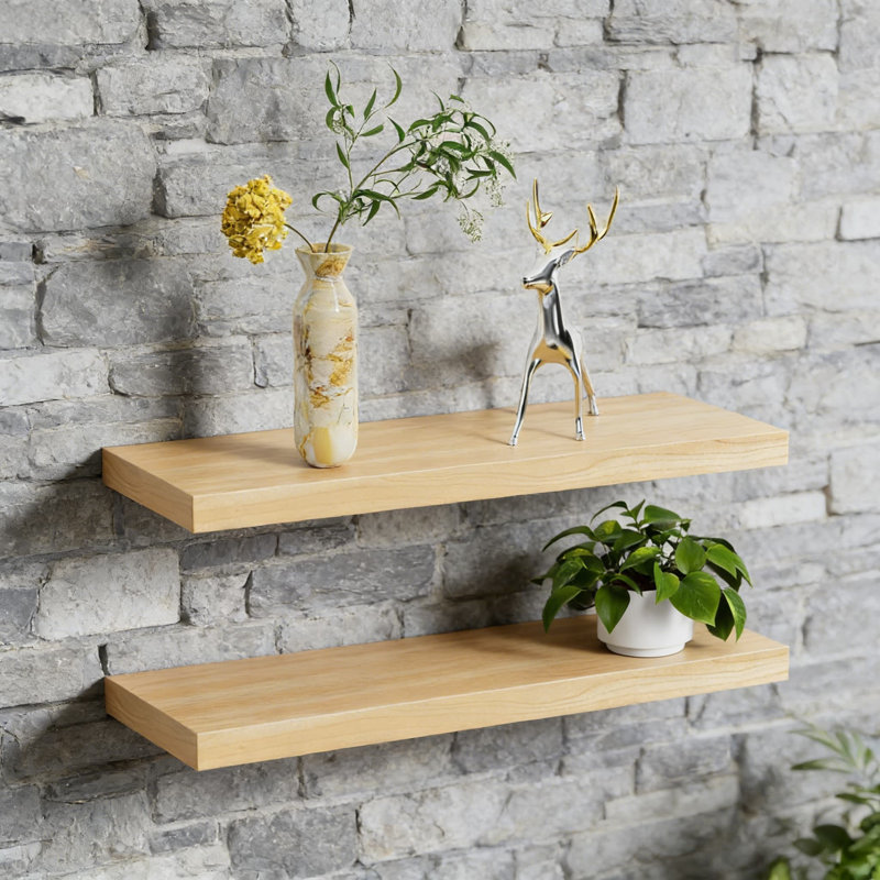 Ensemble de 4 tablettes flottantes, tablettes murales pour cuisine, salon, salle de bain, tablette murale en bois d'ingénierie pour la décoration intérieure, présentoir et rangement, design rustique moderne