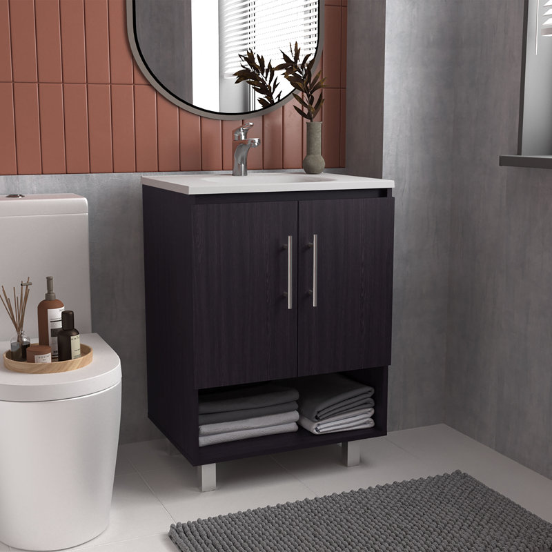 Meuble-lavabo Azure, 2 portes, 2 tablettes, salle de bain