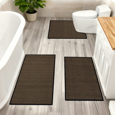 3 Piece Soft Absorbent Microfiber Bath Rug Set With Non-Slip Backing