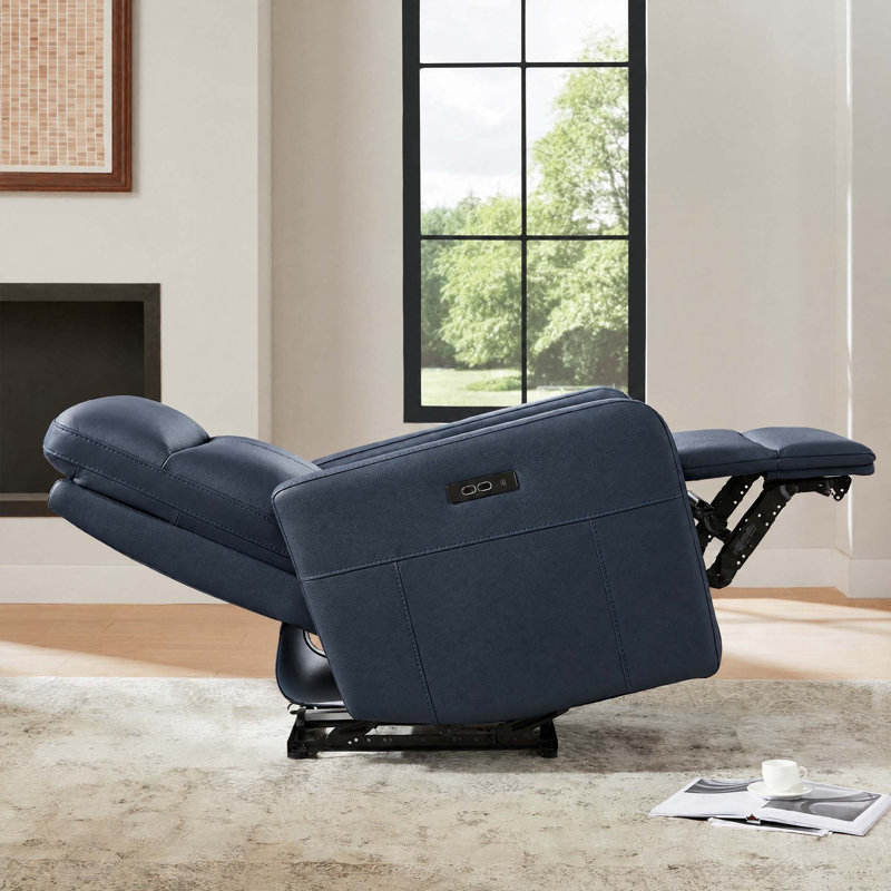 Fauteuil inclinable électrique en cuir véritable 33 po Leena, Marine