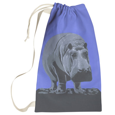 Sac à linge rétro hippopotame zoo affiche