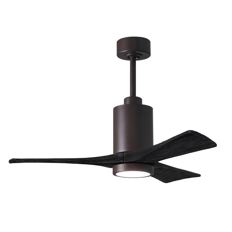 Patricia LED Downrod Ceiling Fan, Textured Bronze, 60", Matte Black