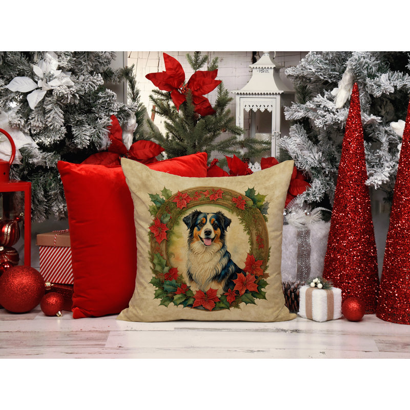 Coussin Christmas, Carré, 18 po x 18 po, Berger australien