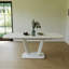 Table de salle à manger de 62,99 à 78,74 po blanc gris, table de salle à manger en panneau de fibres à densité moyenne et table de salle à manger extensible de style industriel moderne avec pieds en forme de U, convenant à la maison et au bureau