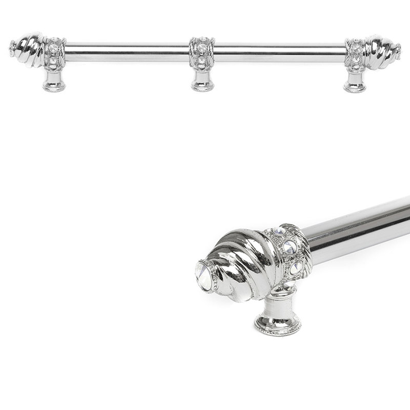 Caché 18 inches c.c. with 5/8 smooth center long pull with 23 rivoli Swarovski Clear Crystals with center brace in Platinum