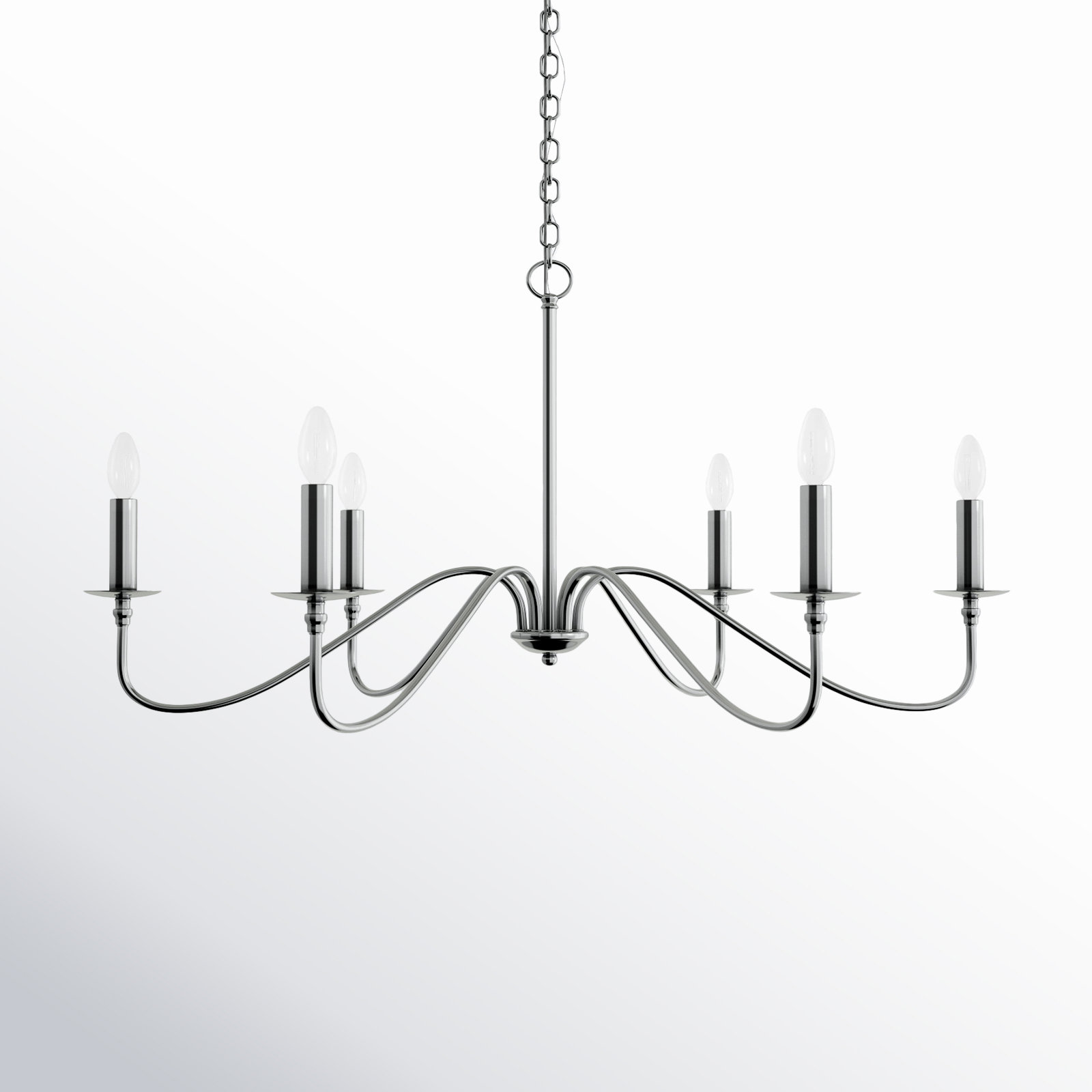 Ableton Iron 6-Light Chandelier, Polished Nickel, 25" H x 48" W x 48" D