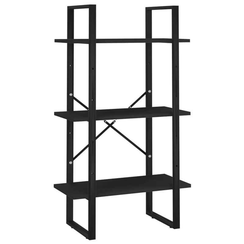 Bibliothèque Canne en bois d'ingénierie, (5 tablettes) H 68,9 po x l 31,5 po x P 11,8 po, Noir très lustré