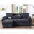 Marcello 91"W Charcoal Chenille Fabric Reversible Sleeper Sectional With Storage Chaise, Dropdown Table, Cup Holders And Charging Ports-864865417