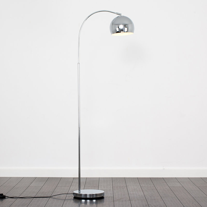 Derosier 152cm Arched Floor Lamp, Chrome, Chrome