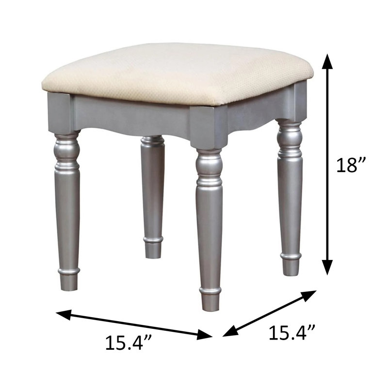 47.4" W Transitional Vanity W/ Stool, Silver, Silver