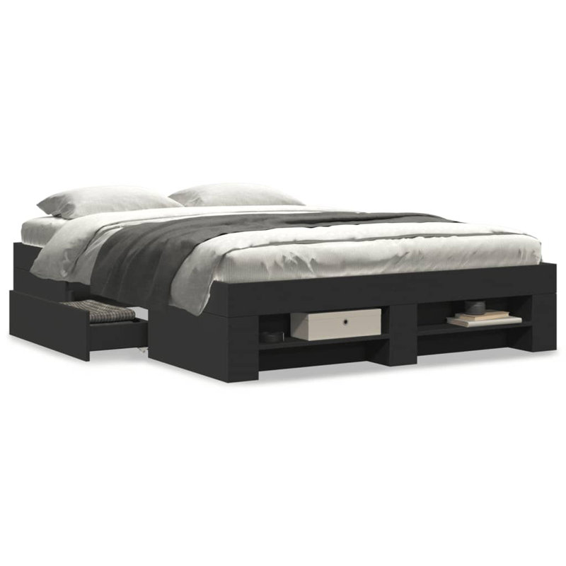 Abhijith Storage Bed, Black, Double (4'6)