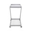 Chariot-bar tendance en argent avec roues verrouillables et étagères en verre trempé, base en fer incassable, 18,33 po