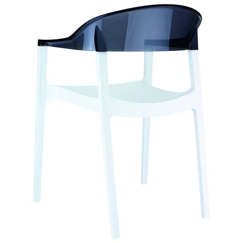 Fauteuil de salle à manger Stella, Blanc / noir transparent
