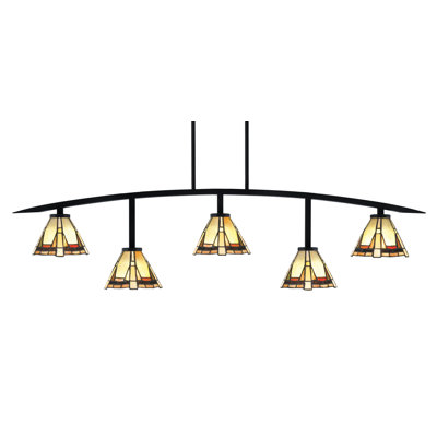 Barre d'éclairage 5 lumières kurve au fini noir mat avec verre Zion 7 po