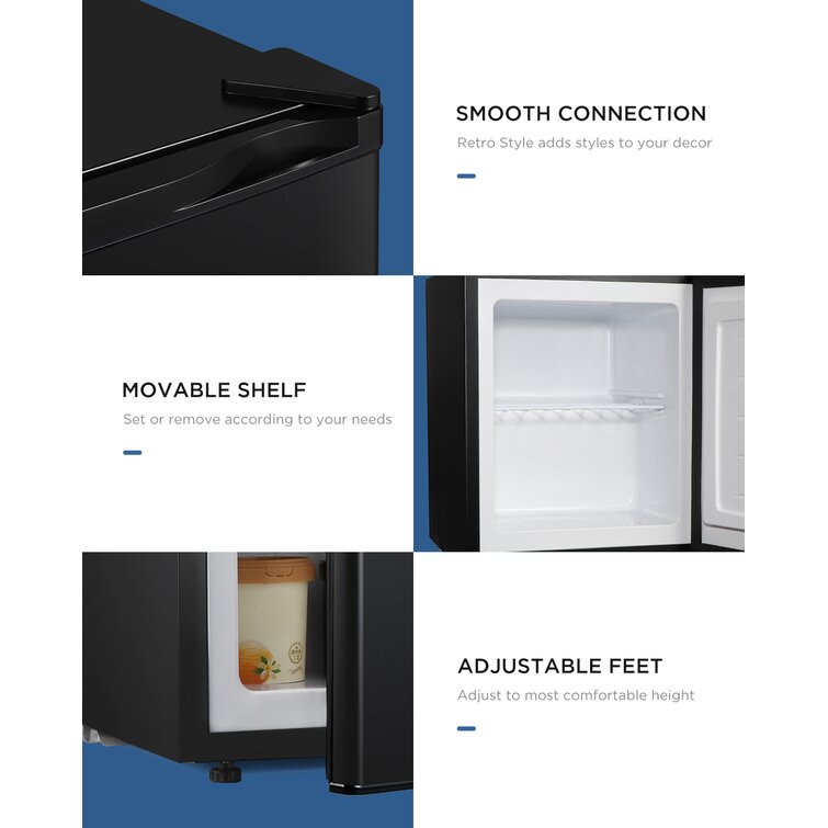  Northair Compact Mini Freezer with Glass Display Door - 2.1 Cu  Ft with 2 Removable Shelves - Quiet Upright Freezer - 7 Temperature  Settings - Black : Appliances