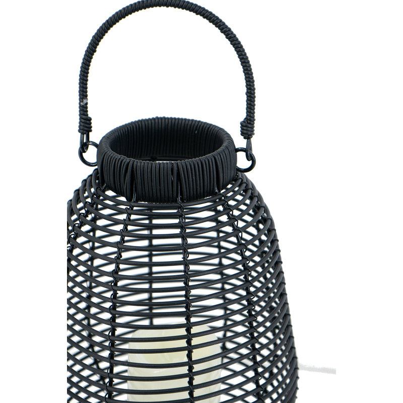 Lanterne en rotin de poly 7,9 x 7,9 x 10,6 po avec bougie blanche DEL