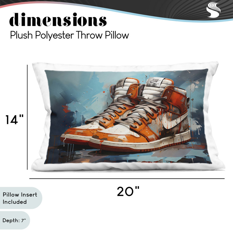 Coussin décoratif rouge et blanc imprimé espadrilles, design par Creative Studio, 14 x 7 x 20, Rectangle H 14 po x l 20 po