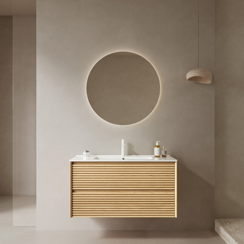 Armoire de salle de bain moderne à bords flottants et courbes