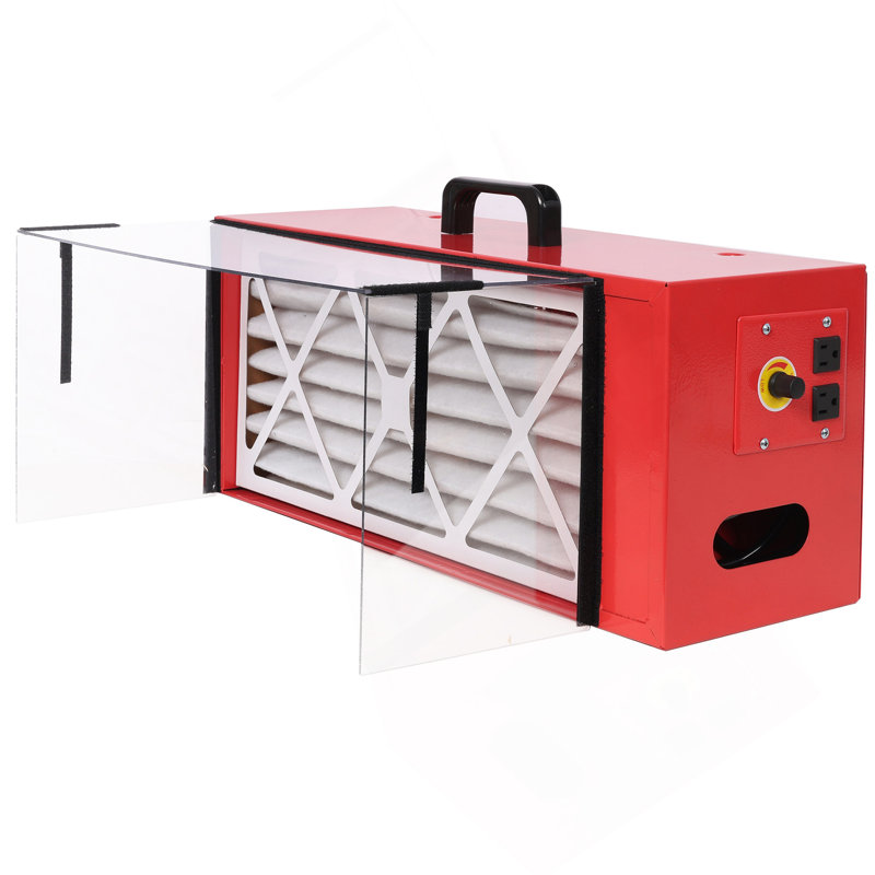 Portable Tabletop Dust Collector,Maximum Air Flow 725CFM; Each Fan Runs On A 110V Variable Speed Motor; Total Running Amps 1.29AMPS, Red Color