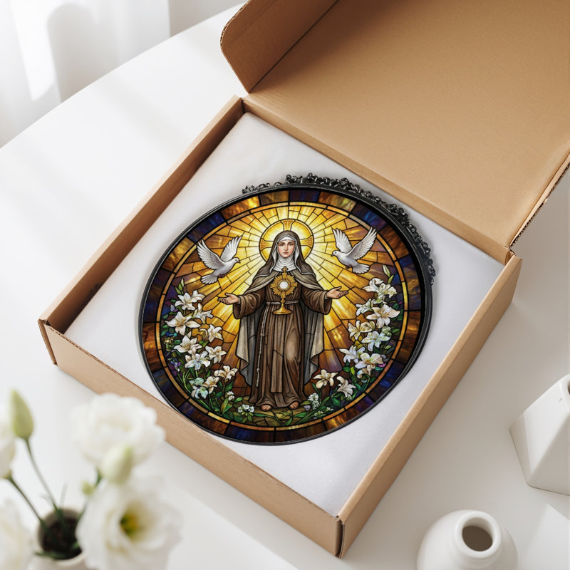 Vitrail Saint Mary ， H 12 po, H 12 po