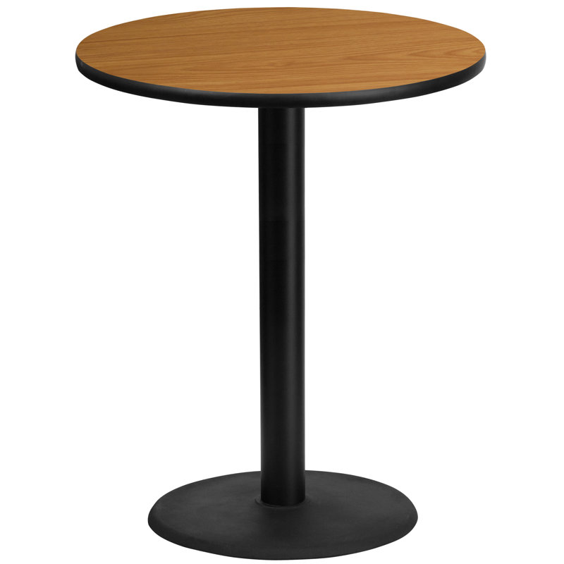Plateau de table rond en stratifié de 24 po avec base de bar ronde de 18 po Jamey, H 43,12 po x l 36 po x L 36 po, Naturel
