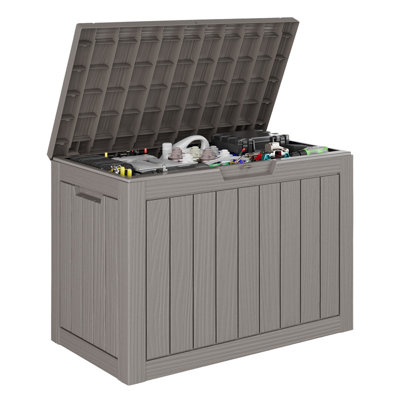 300 lb Storage Bench – Weatherproof Resin Deck Box with Hydraulic Lid & Lockable Design