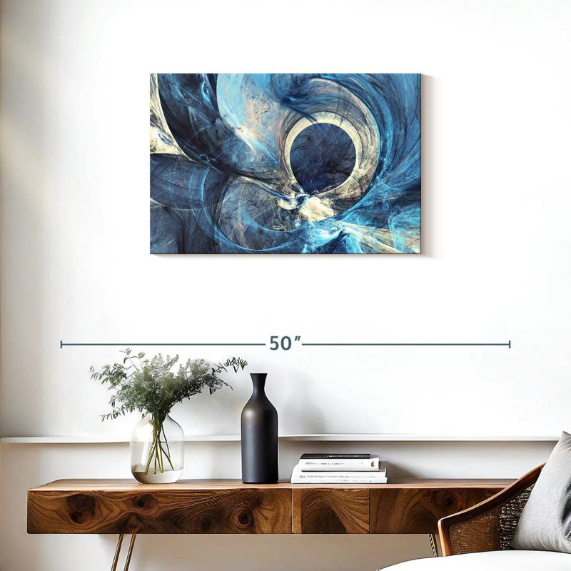 Avery gris et bleu abstrait, H 20 po x l 30 po
