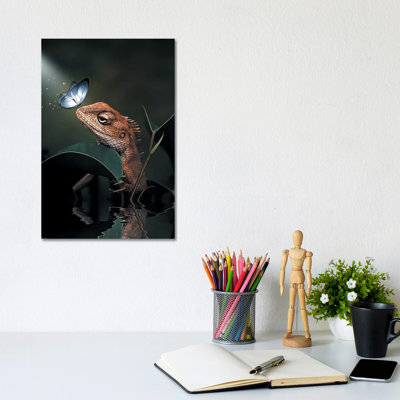 The Iguana & Butterfly by Zenja Gammer - Print on Canvas