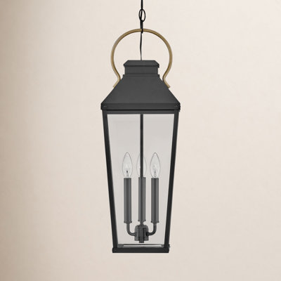 Tatia Matrona Black 3-Bulb 26" H Outdoor Hanging Lantern