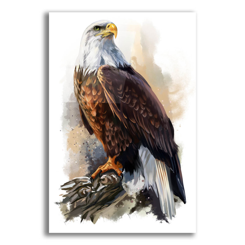 Art mural en verre épique «The Bald Eagle» par Kajenna Art, 16 po x 24 po, 24" H x 16" W