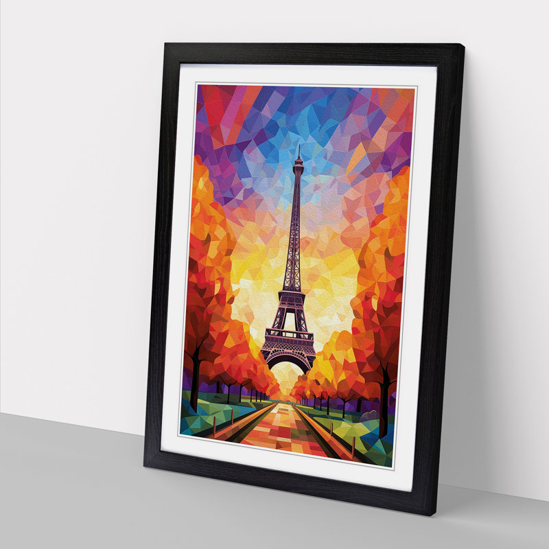 Eiffel Tower Colour Field - Single Picture Frame Print on Wood, Black Framed, 34cm H x 25cm W