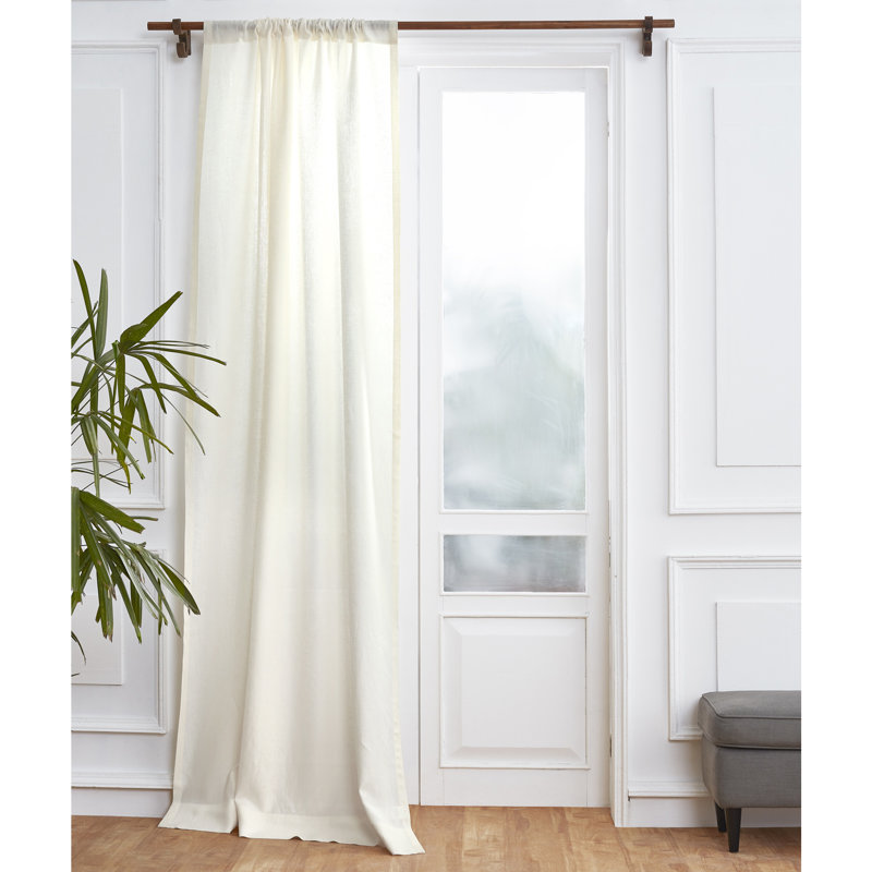 Linen Curtain with Rod Pocket, Ivory, 52" W x 144" L