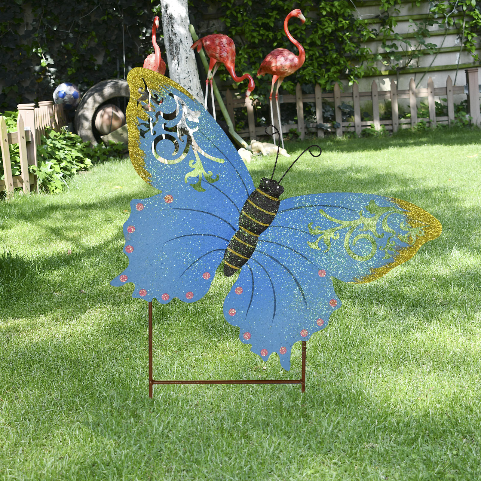 Metal butterfly best sale chair garden art