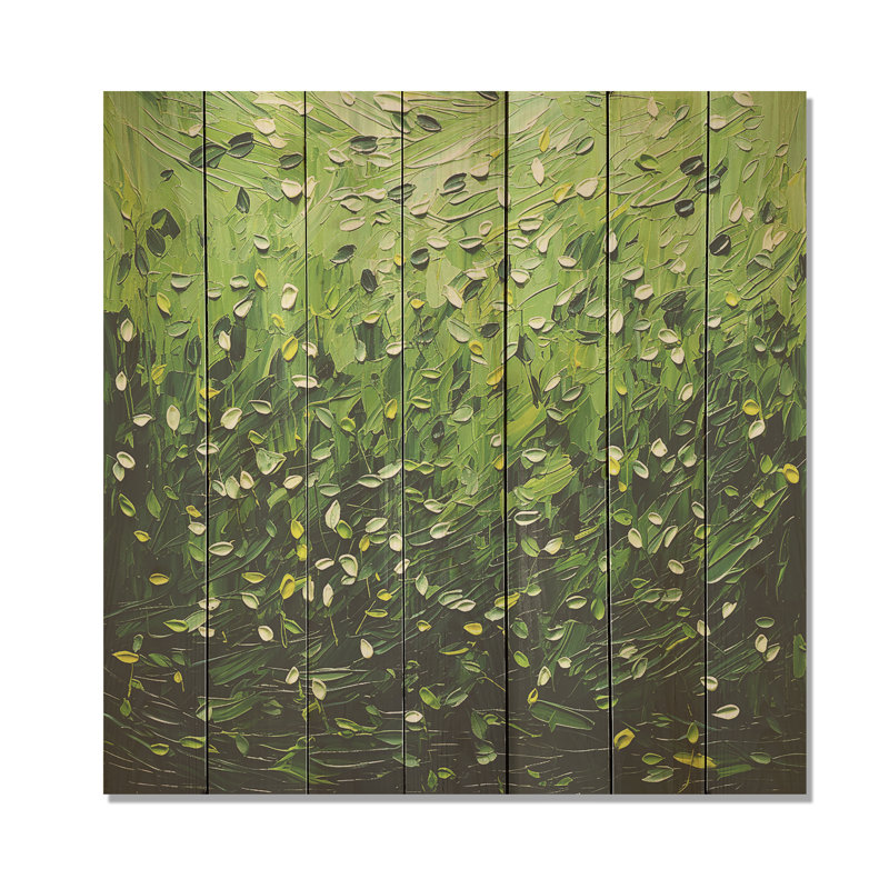 Kitchen Fennel Herbs Fantasy II - Herbes florales sur bois, H 30 po x l 30 po